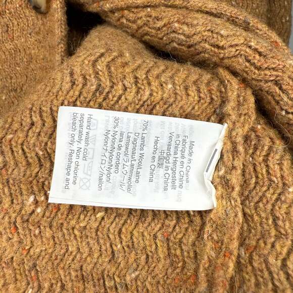 J Crew Chunky Knit Brown Cardigan Lambswool Preppy Long Sweater Grandpa - Picture 5 of 10